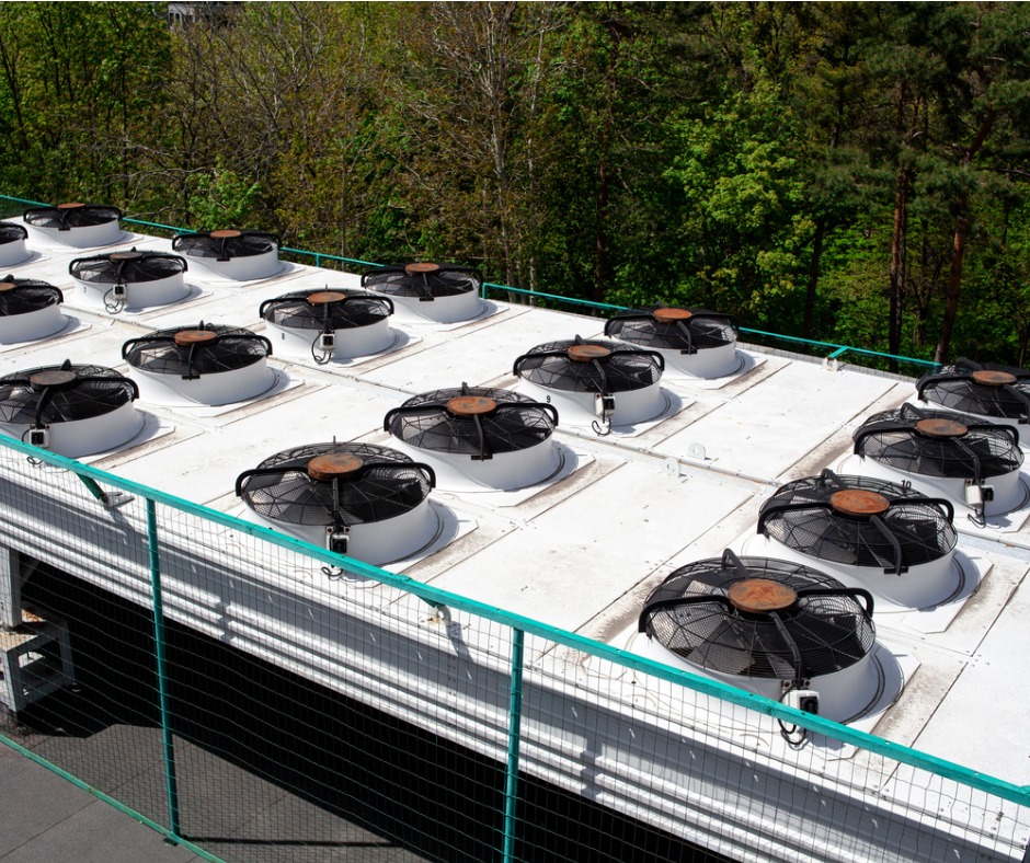 outdoor unit of air conditioner ventilation system on roof picture id1322684050